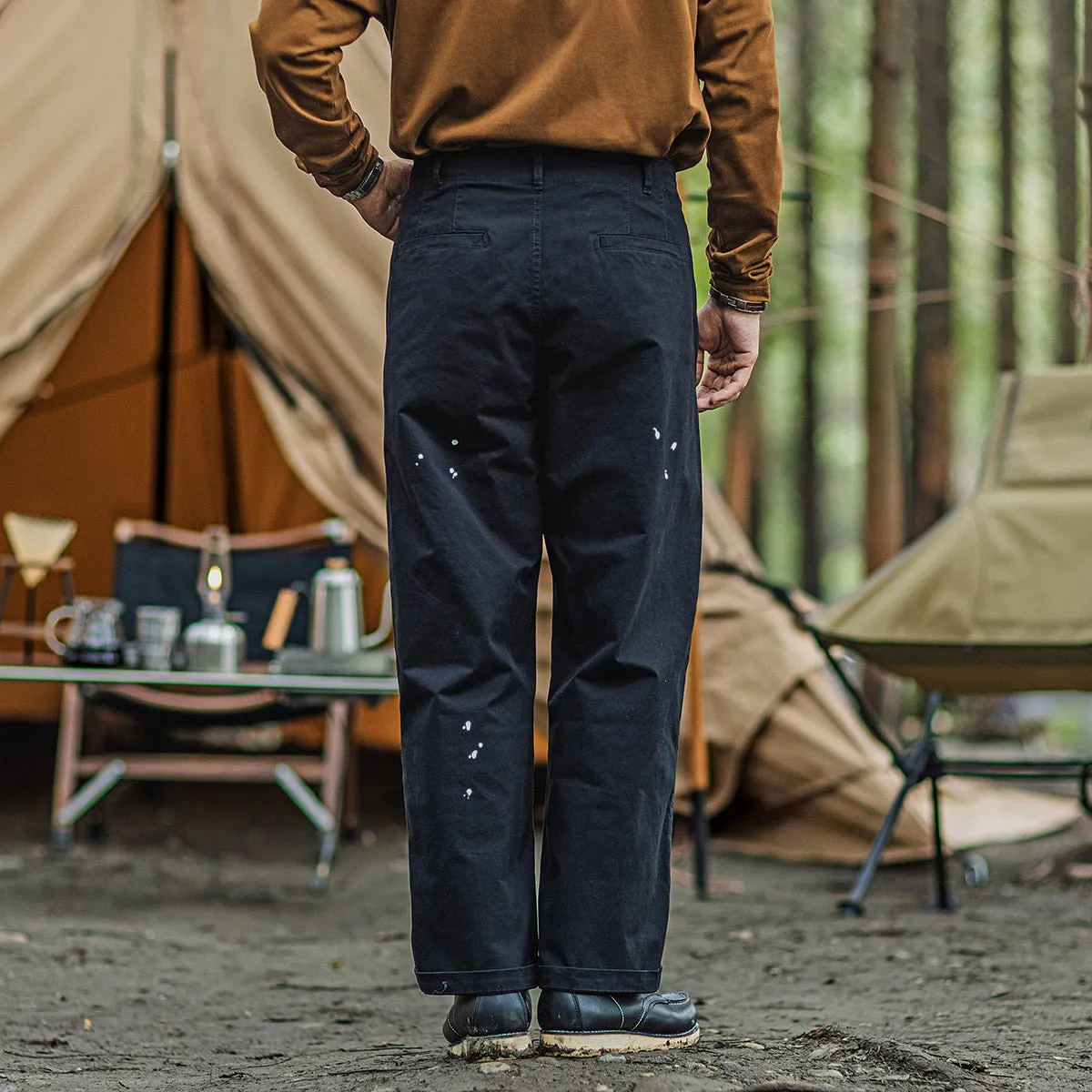 Men's VIntage Military Loose Straight Leg Trousers