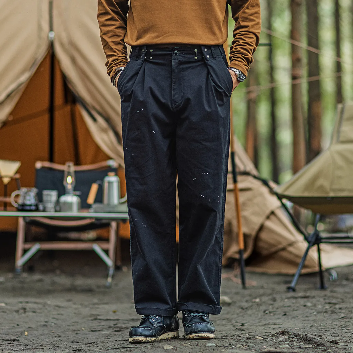 Men's VIntage Military Loose Straight Leg Trousers