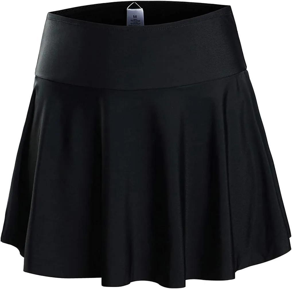 Micosuza Women's High Waisted Pleated Swim Skirted Bottoms Bikini Tankini Bottoms with Panty