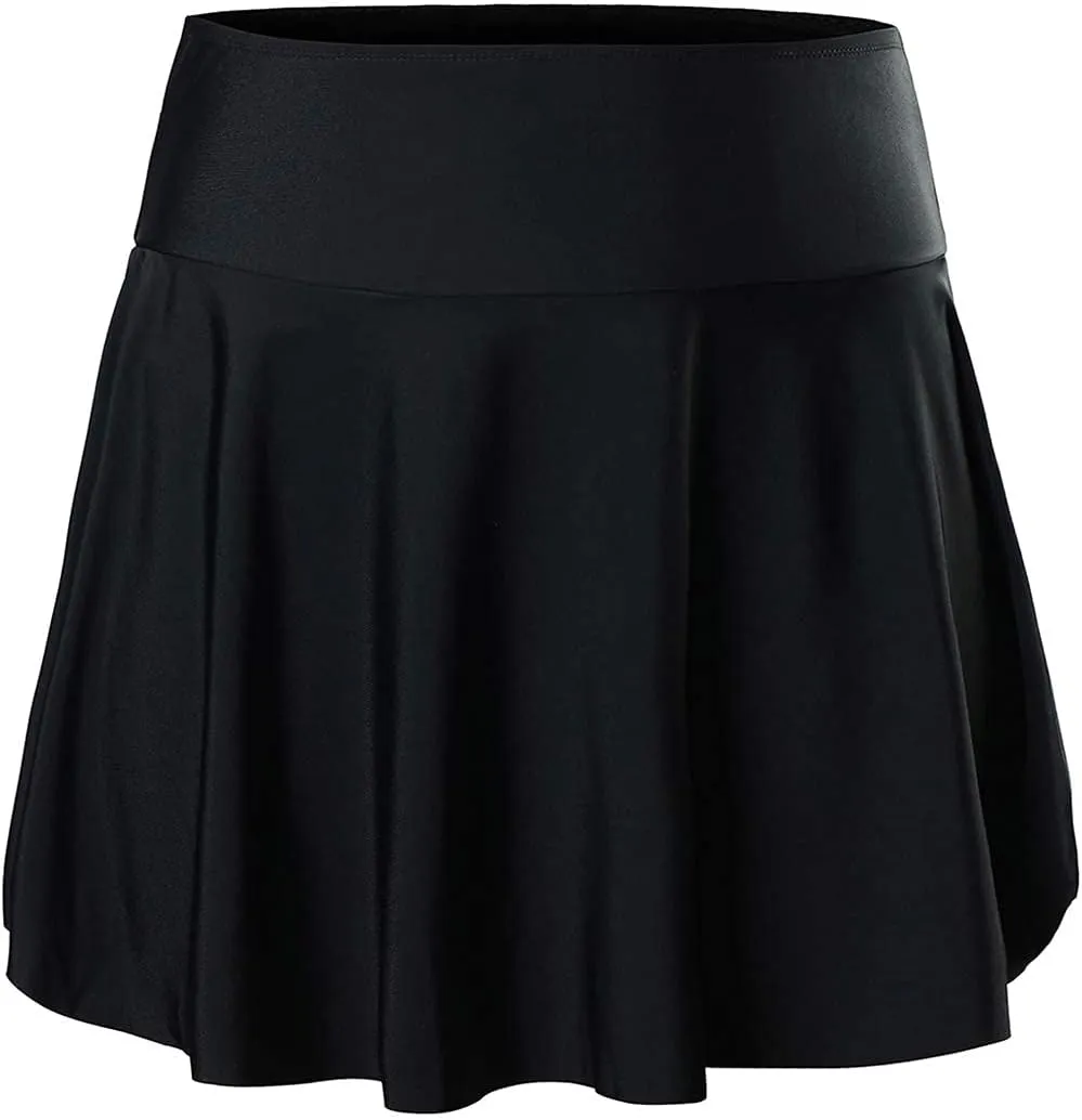Micosuza Women's High Waisted Pleated Swim Skirted Bottoms Bikini Tankini Bottoms with Panty