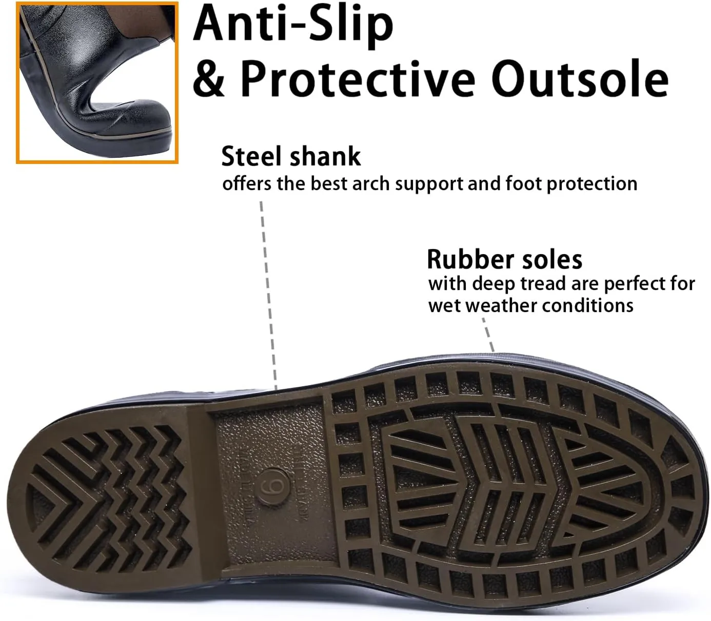 Mid-Calf Waterproof Insulated Rubber Boots with Steel Shank, 6mm Neoprene Rubber Boots for Men and Women, Ideal for Hunting, Farming, Gardening, and Fishing