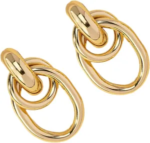 Minimalist Circle Earrings Women's Drop Earrings Alloy Material Lightweight
