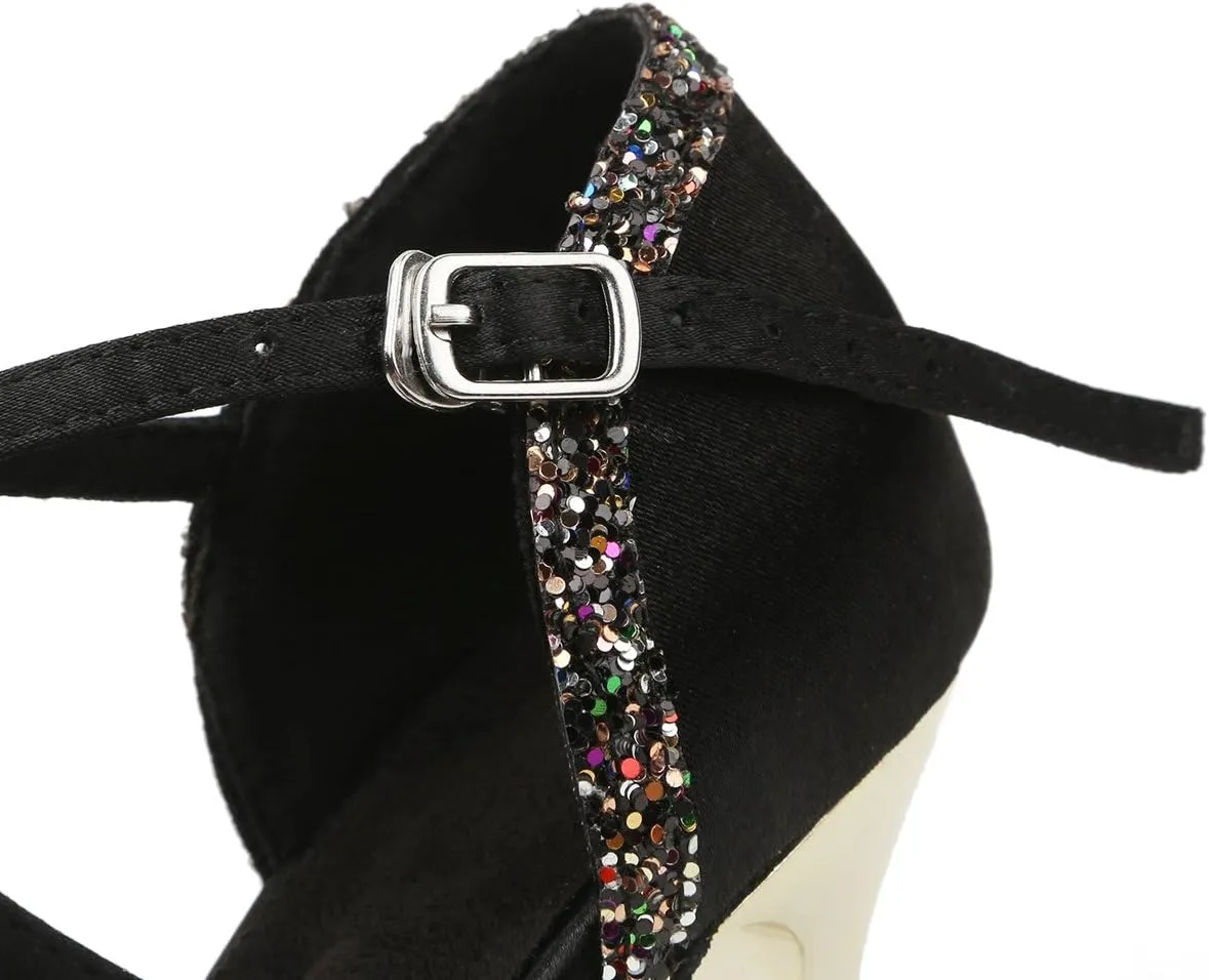 Minishion GL239 Women's High Heel Buckle Satin Latin Ballroom Tango Salsa Dance Shoes Wedding Party Prom Sandals
