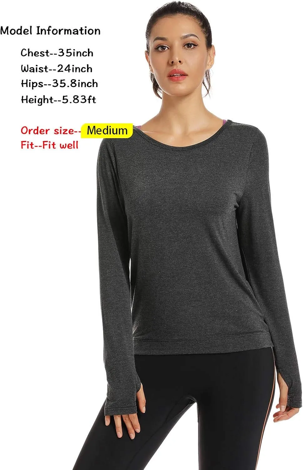 Muzniuer Women's Long Sleeve Open Back Workout Shirts Loose Backless Yoga Shirts Thumb Hole Shirts