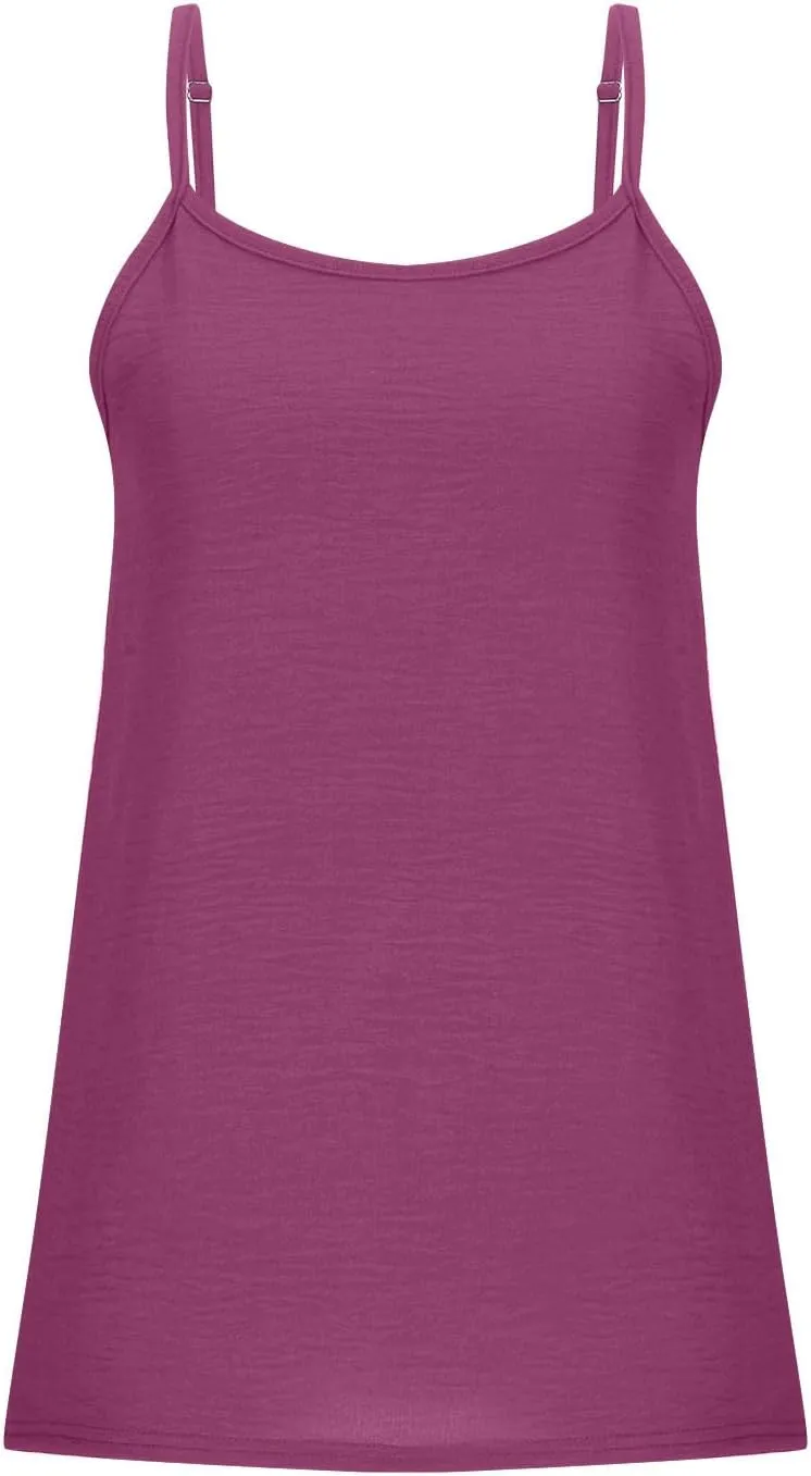 Mzkdieey Summer Tank Tops for Women Sexy Spaghetti Strap Camisole Casual Sleeveless Loose Fit Cami Shirt Solid Flowy Tees