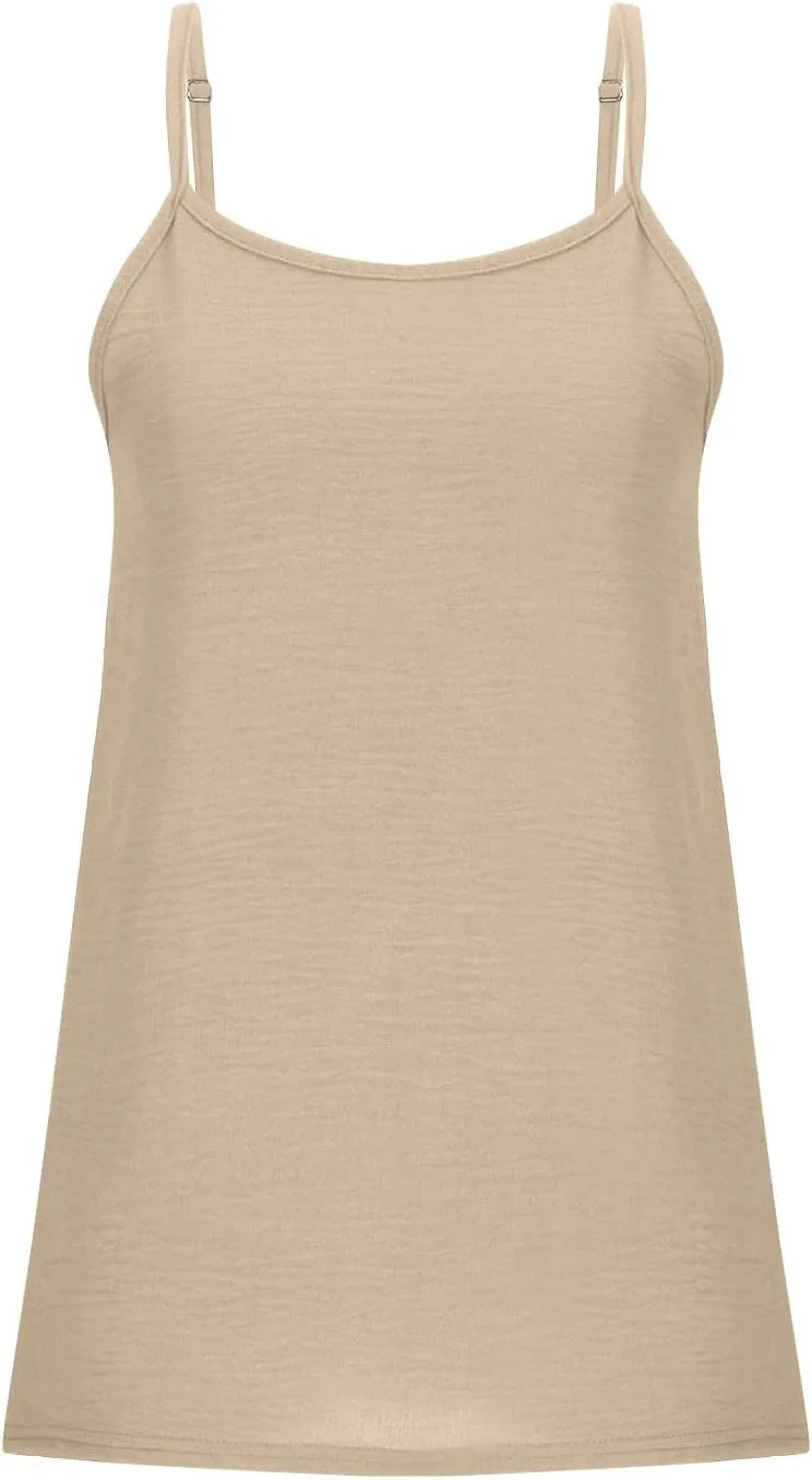 Mzkdieey Summer Tank Tops for Women Sexy Spaghetti Strap Camisole Casual Sleeveless Loose Fit Cami Shirt Solid Flowy Tees