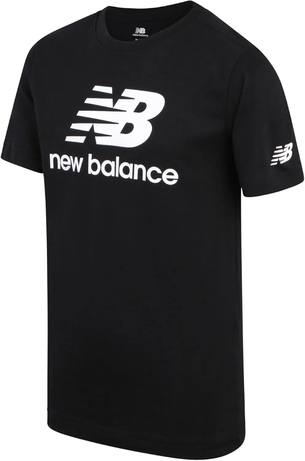 New Balance Boys' T-Shirt - Cotton Core Stacked Logo Shirt for Boys' - Kids Youth Athletic Crewneck Short Sleeve Tee (8-20)