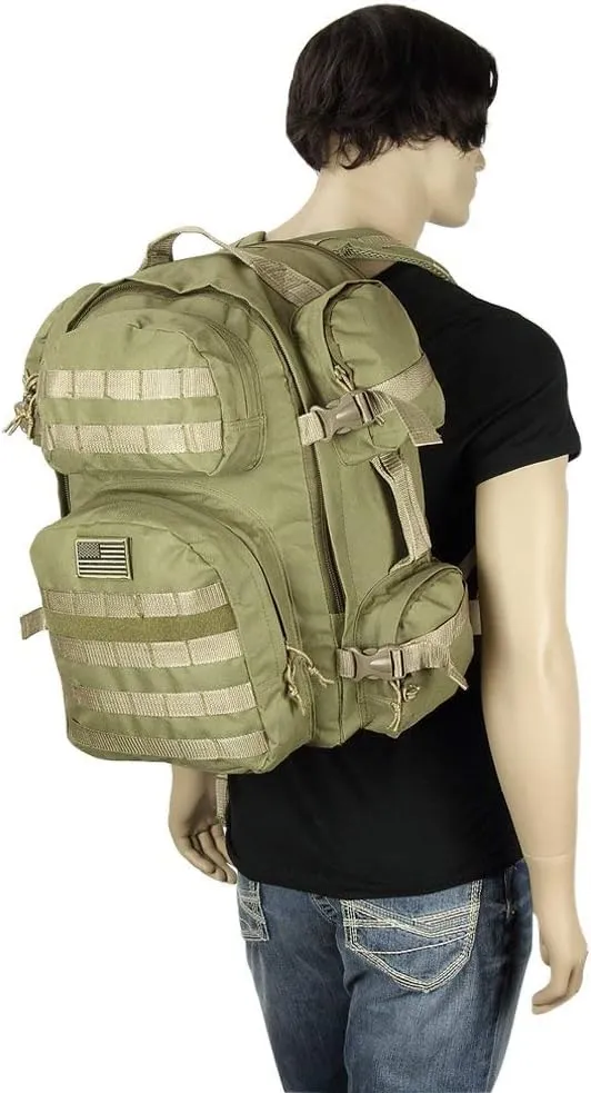 NPUSA Men's Large Expandable Tactical Molle Hydration ReadyBackpack Daypack Bag - Tan