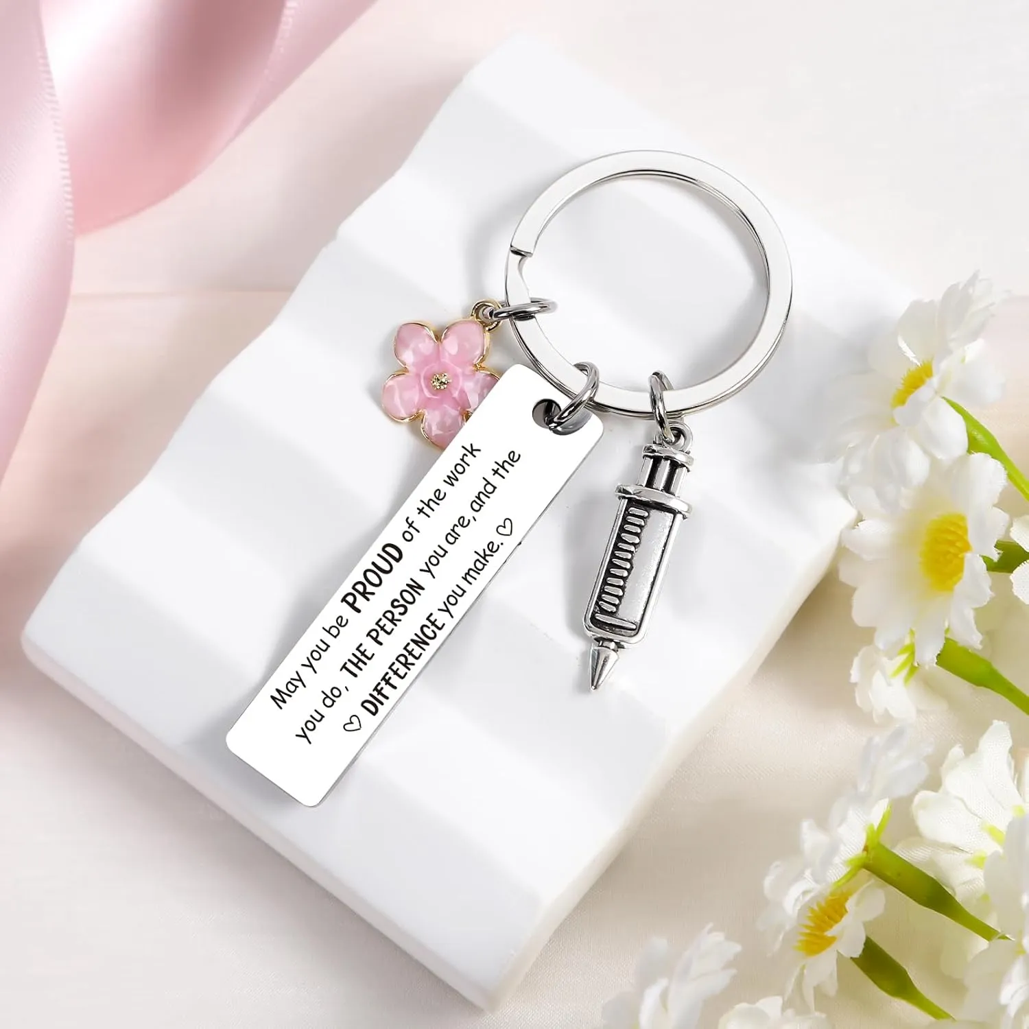 Nurse Gifts for Women - 3Pcs Nurse Appreciation Graduation Gifts Set, Nursing School Essentials, Nurses Week Birthday Christmas Gift with Makeup Bag Keychain and Healing Bracelets