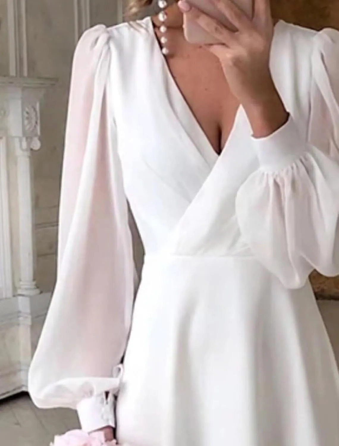 Off Shoulder Wedding Dresses for Bride Tea Length Bridal Gown for Wedding