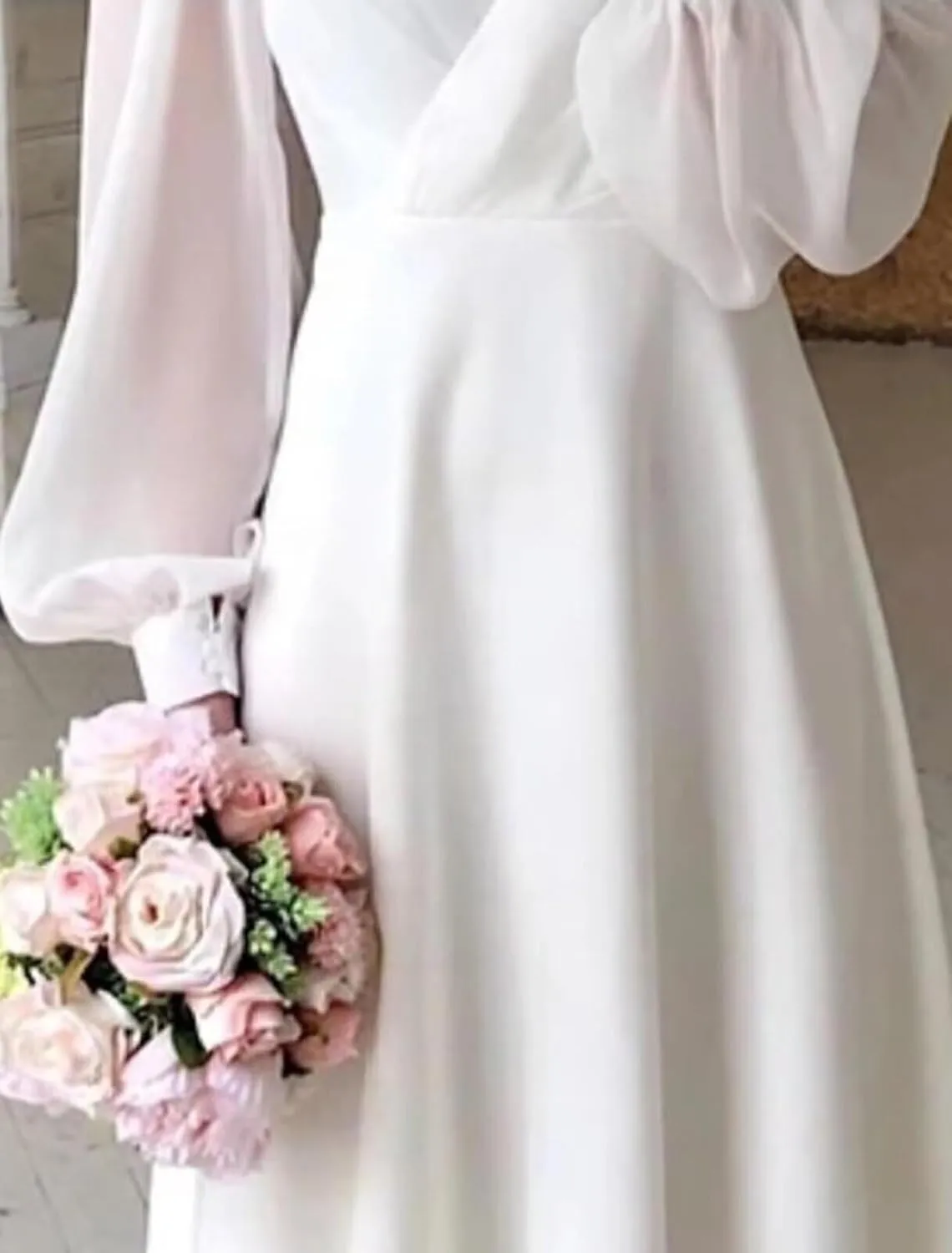 Off Shoulder Wedding Dresses for Bride Tea Length Bridal Gown for Wedding