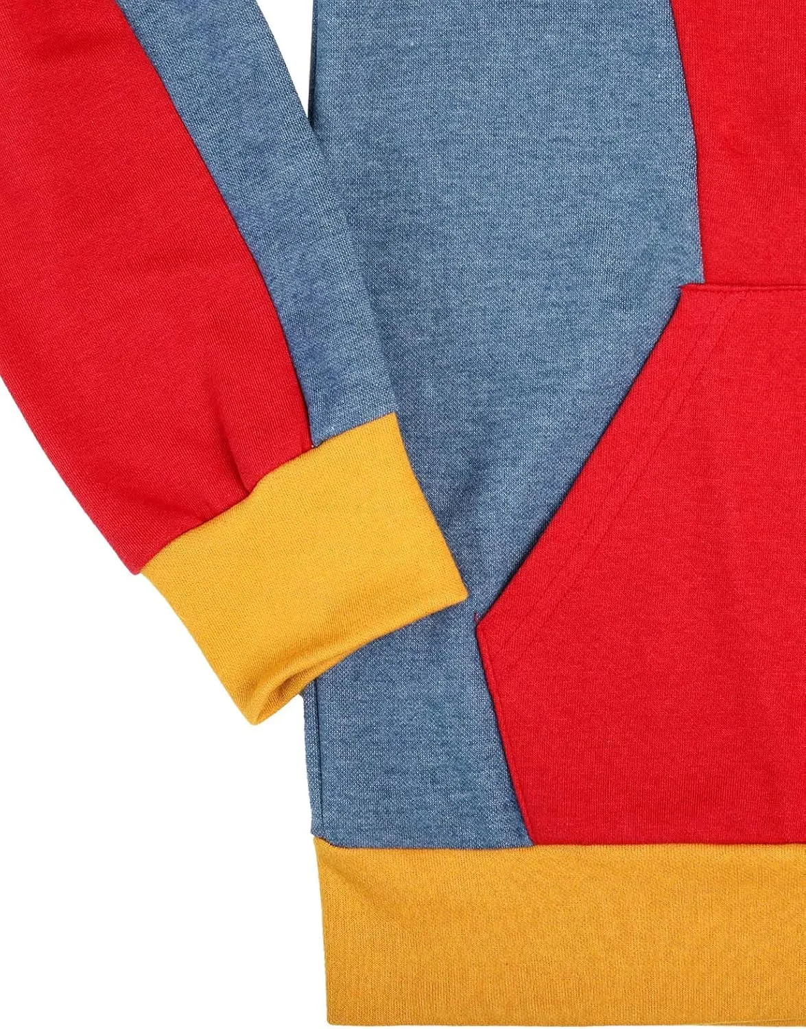 Ohoo Mens Color-Block Hooded Sweatshirt with Kangaroo Pocket Slim Fit Lightweight Pullover