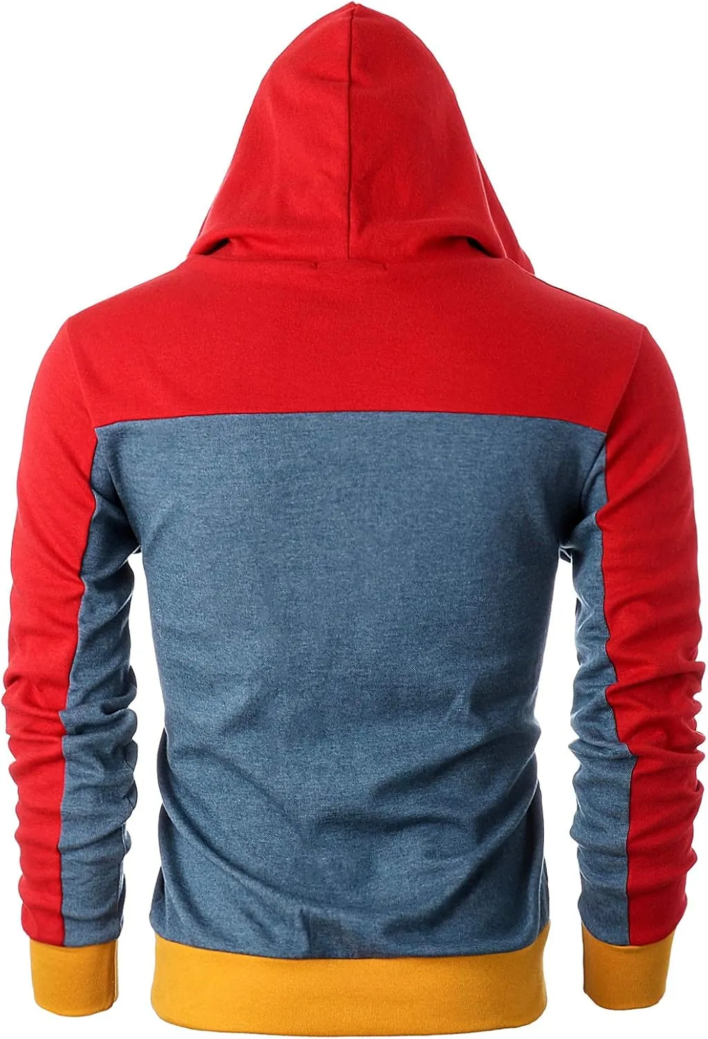 Ohoo Mens Color-Block Hooded Sweatshirt with Kangaroo Pocket Slim Fit Lightweight Pullover