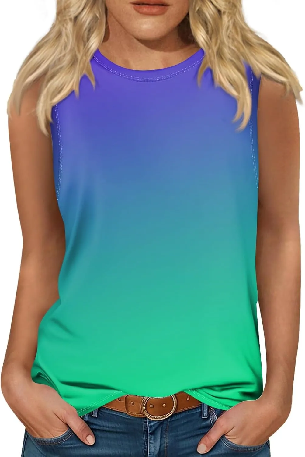 OIOLOYJM Spring Summer Workout Tank Tops for Women 2025 Sleeveless Plus Size Oversized Shirts Blouses Beach Clothes for Women