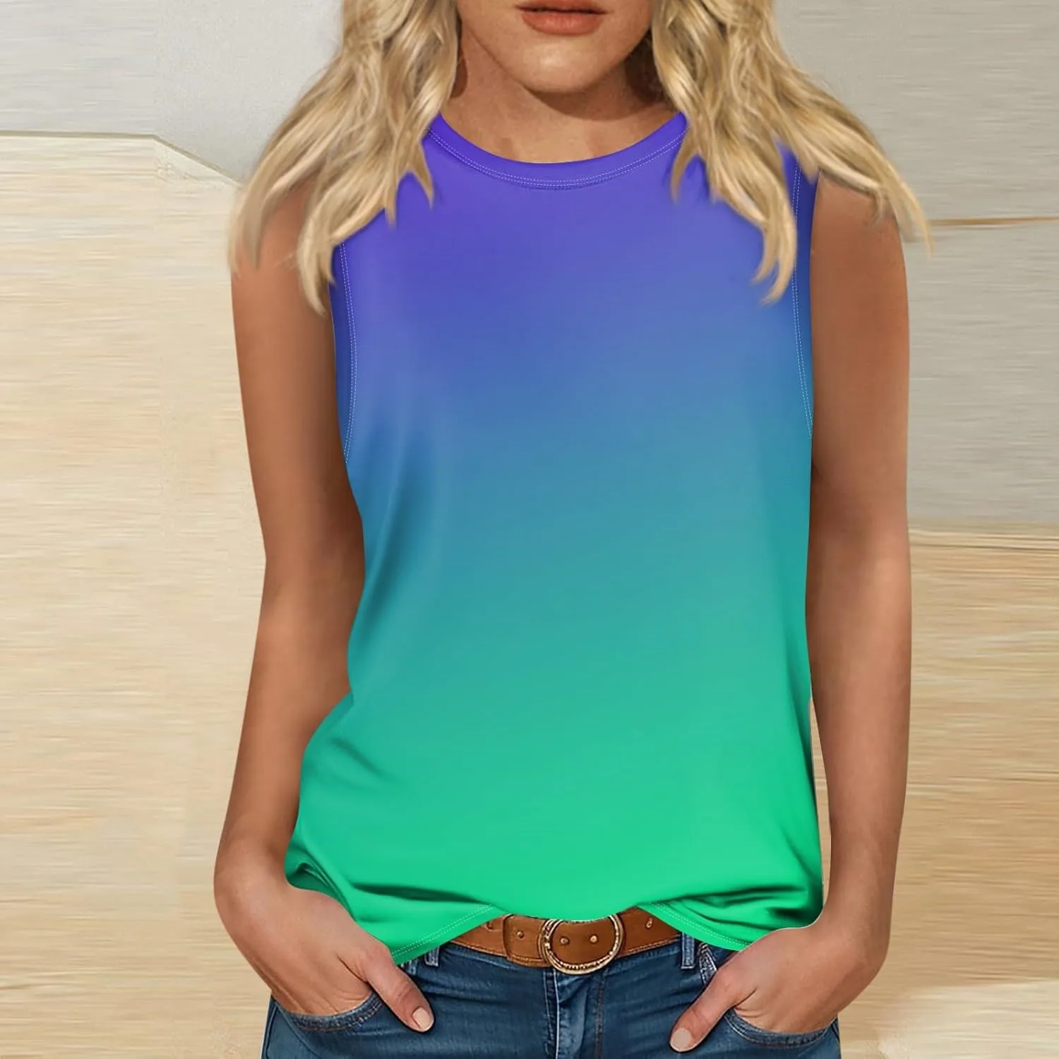 OIOLOYJM Spring Summer Workout Tank Tops for Women 2025 Sleeveless Plus Size Oversized Shirts Blouses Beach Clothes for Women