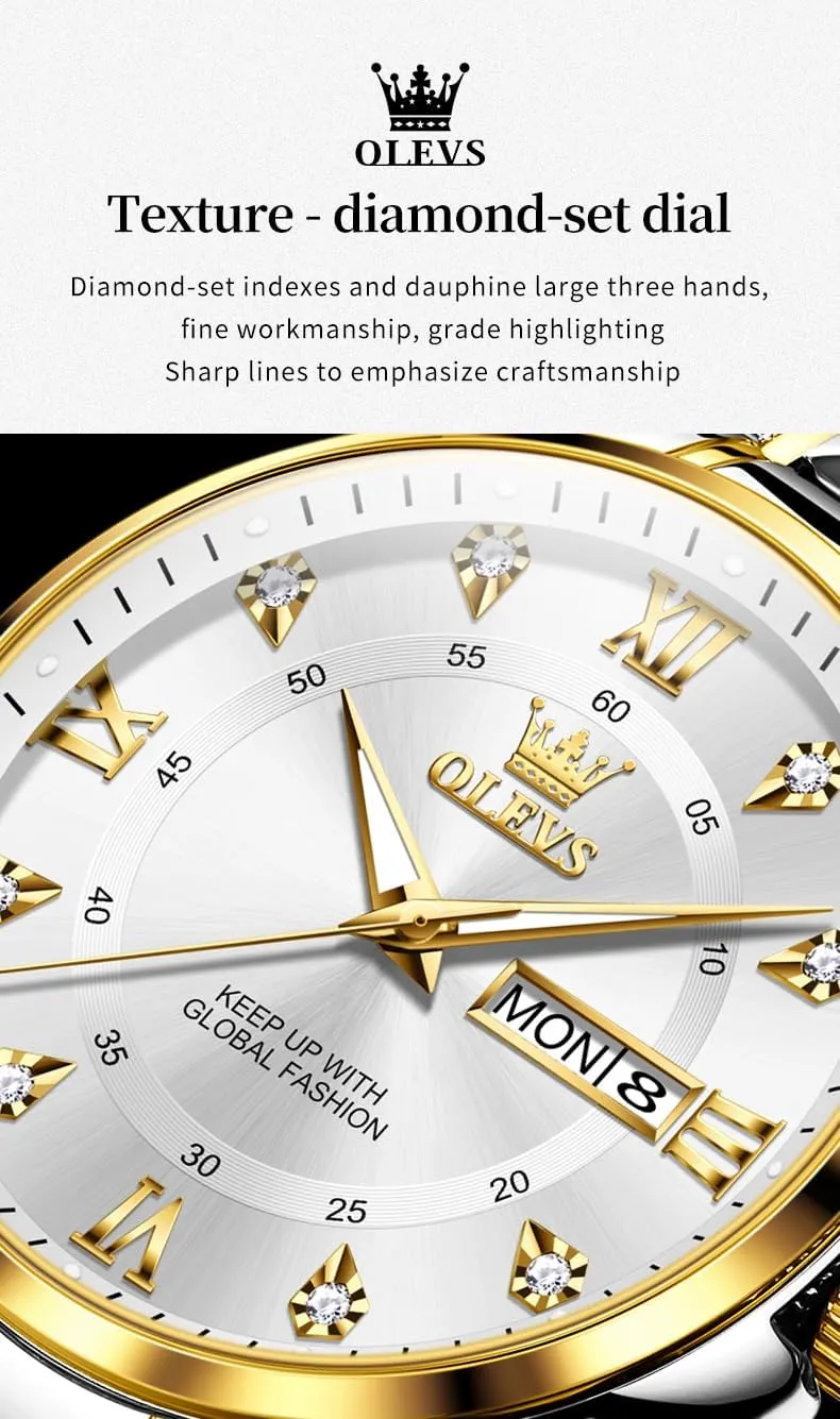 OLEVS Watches for Men,Mens Watch Large Wrist,Roman Numerals Men Watch,Chronograph Watches for Men,Luxury Watches for Men,Diamond Watches for Men,Men Watch Waterproof,Relojes para Hombres