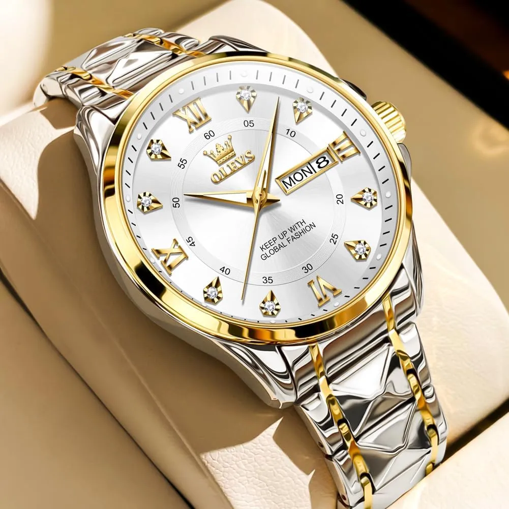 OLEVS Watches for Men,Mens Watch Large Wrist,Roman Numerals Men Watch,Chronograph Watches for Men,Luxury Watches for Men,Diamond Watches for Men,Men Watch Waterproof,Relojes para Hombres