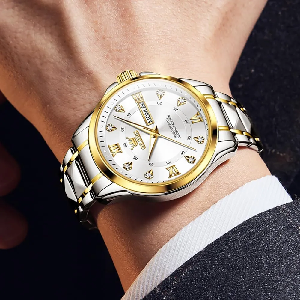 OLEVS Watches for Men,Mens Watch Large Wrist,Roman Numerals Men Watch,Chronograph Watches for Men,Luxury Watches for Men,Diamond Watches for Men,Men Watch Waterproof,Relojes para Hombres