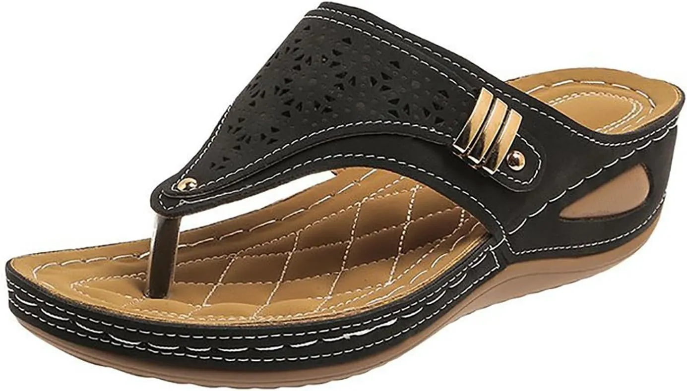 Orthopedic Sandals for Women Arch Support Slip On Flip Flops Indoor Outdoor Comfortable Wedge Walking Thong Sandals