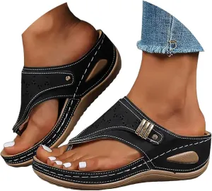 Orthopedic Sandals for Women Arch Support Slip On Flip Flops Indoor Outdoor Comfortable Wedge Walking Thong Sandals