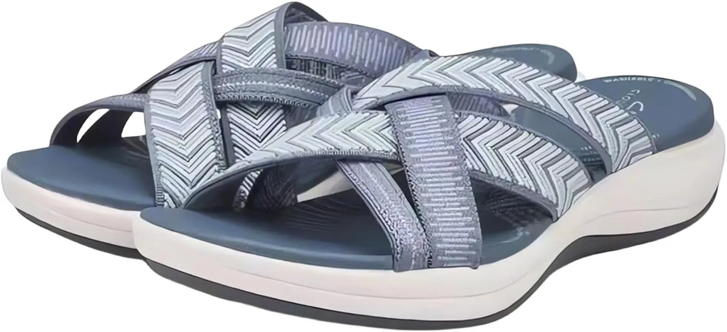 Orthopedic Sandals for Women, Crisscross Slippers Non Slip Soft Cushion Comfy Sandals Lightweight Outdoor Shoes for Walking Plantar Fasciitis Slides Wide Width Slippers Beach Footwear for Summer
