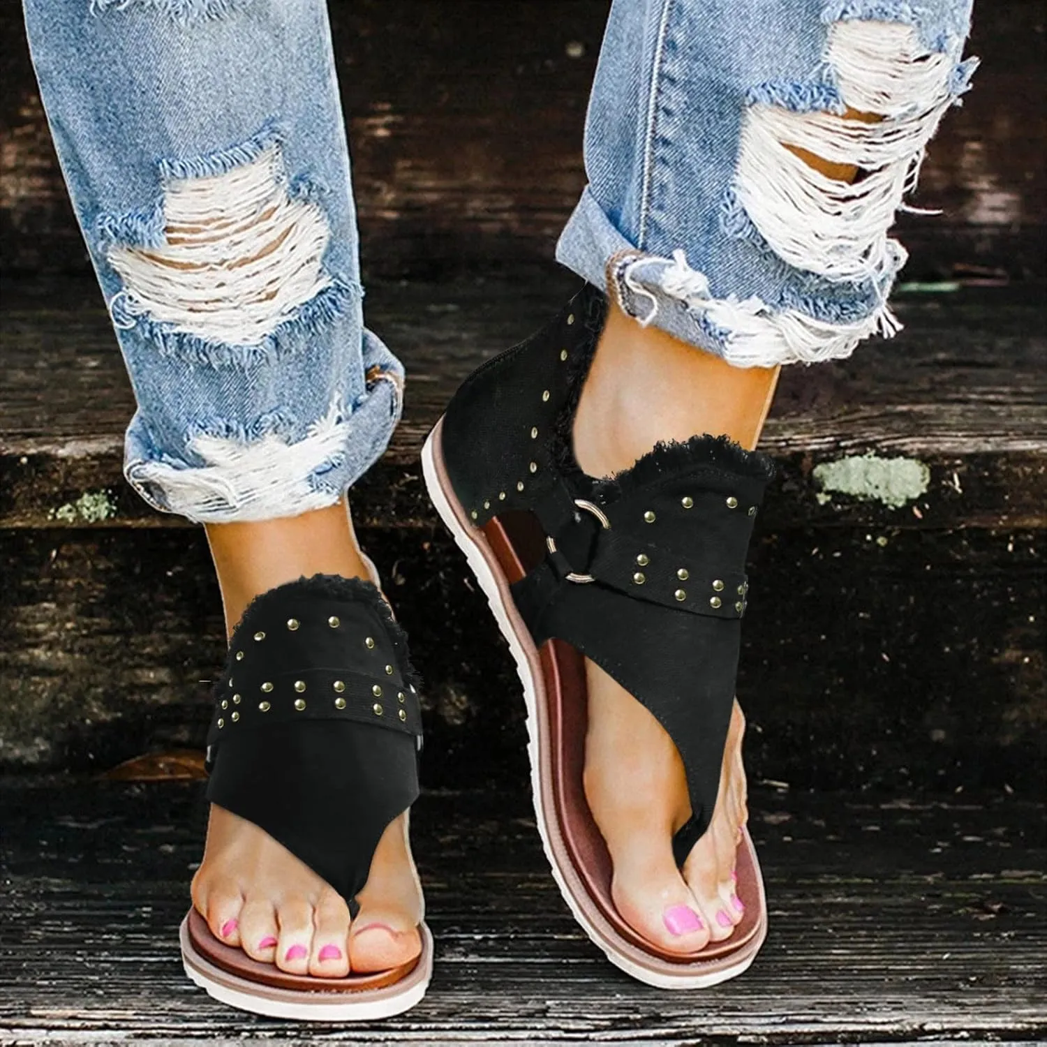 Orthopedic Sandals for Women Dressy Summer Comfortable Open Toe Flat Thong Sandals for Women Walking Sandals Women