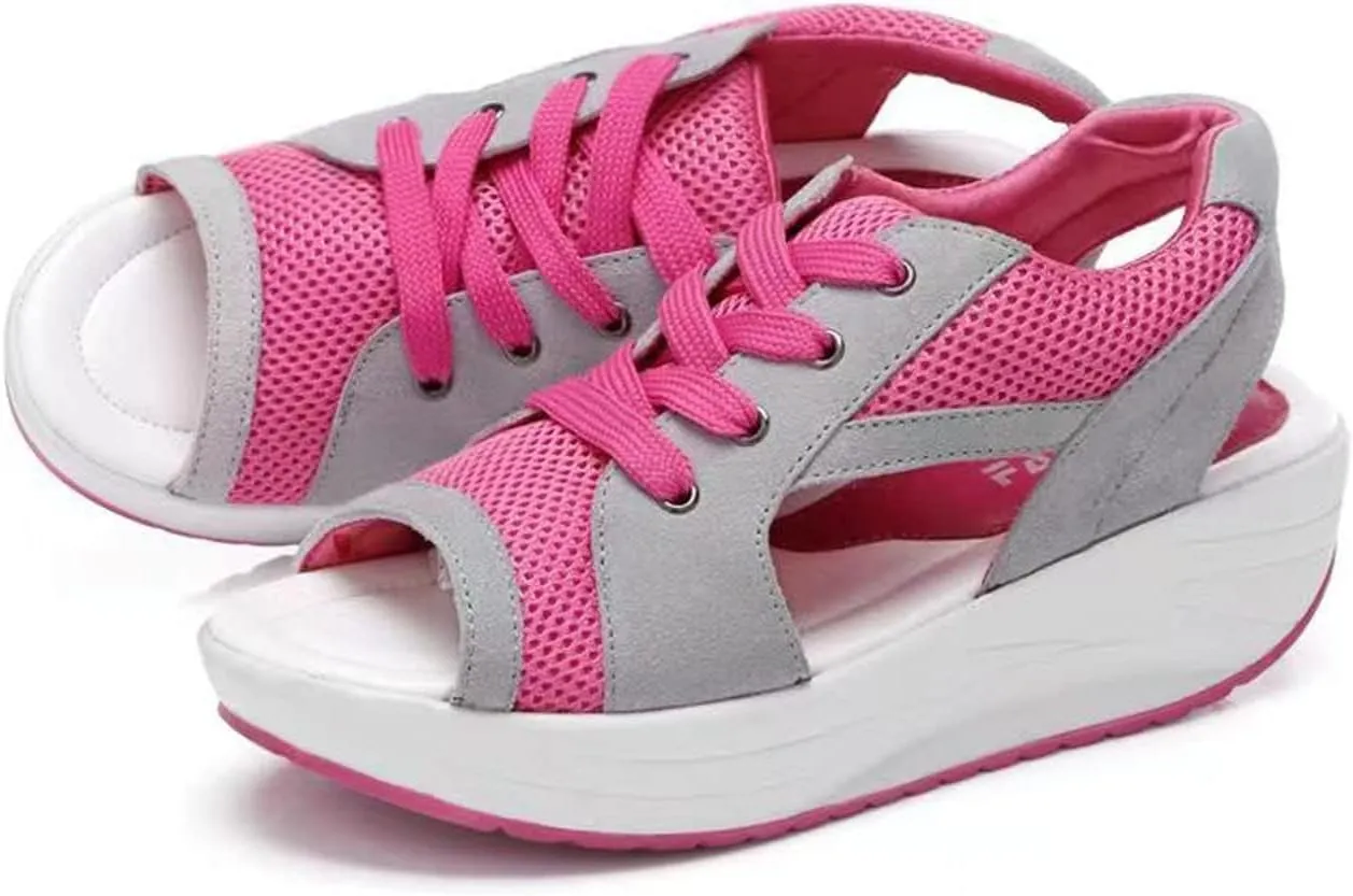Orthopedic Sandals for Women Tennis Cutout Sport Platform Shoes Lace Up Muffin Sneaker Casual Beach Outdoor Walk Shoes