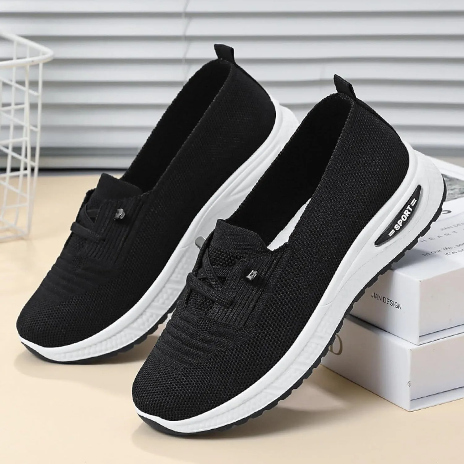 Orthopedic Walking Shoes for Women Wide Width, Women Breathable Mesh Orthopedic Sneakers Slip On Nurse Shoes Arch Support Lightweight Comfortable Non Slip Work Shoe