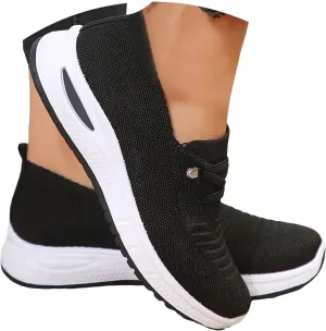 Orthopedic Walking Shoes for Women Wide Width, Women Breathable Mesh Orthopedic Sneakers Slip On Nurse Shoes Arch Support Lightweight Comfortable Non Slip Work Shoe