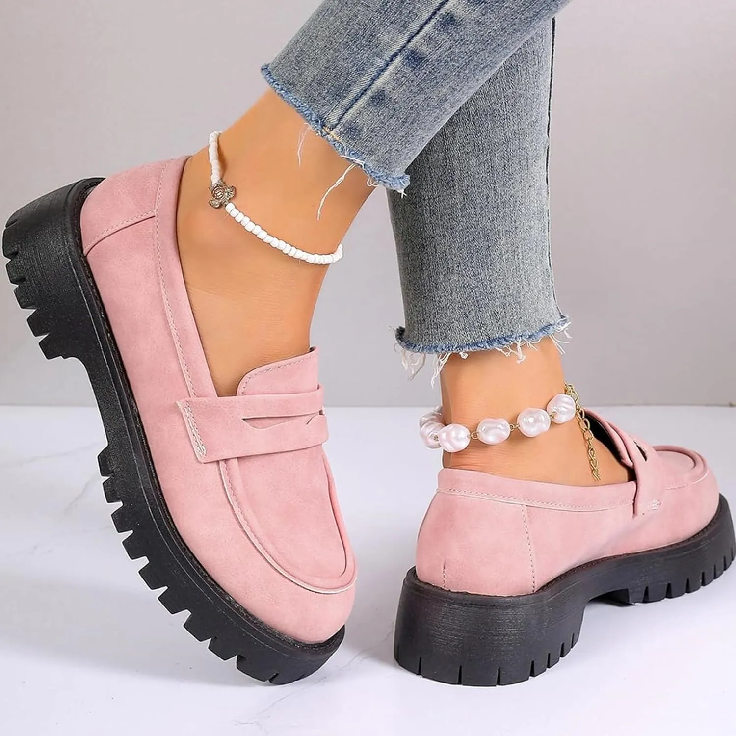 Orthoture-Orthopedic Platform Loafers,Comfortable Slip On Casual Fashion Work Shoes,Womens Retro Round Toe Flat Shoes