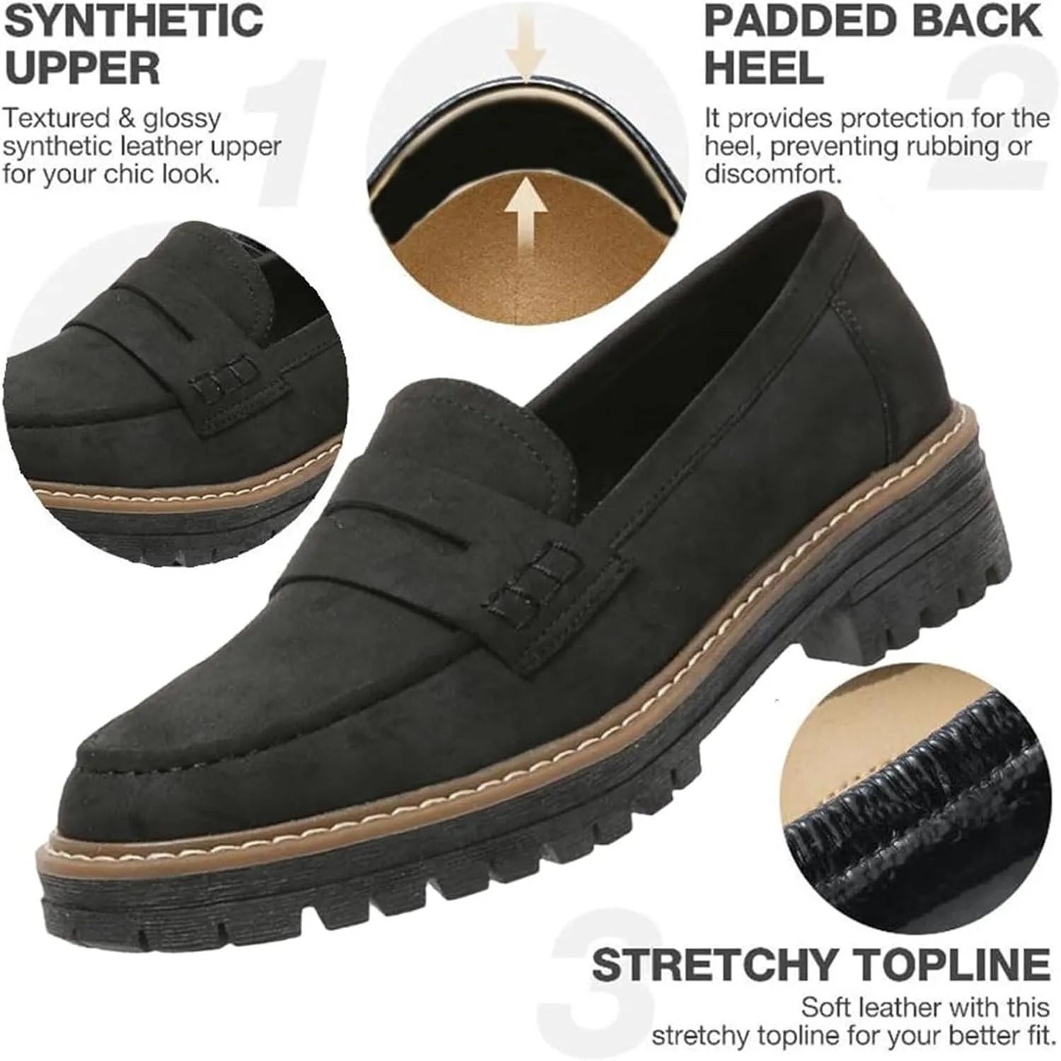 Orthoture-Orthopedic Platform Loafers,Comfortable Slip On Casual Fashion Work Shoes,Womens Retro Round Toe Flat Shoes