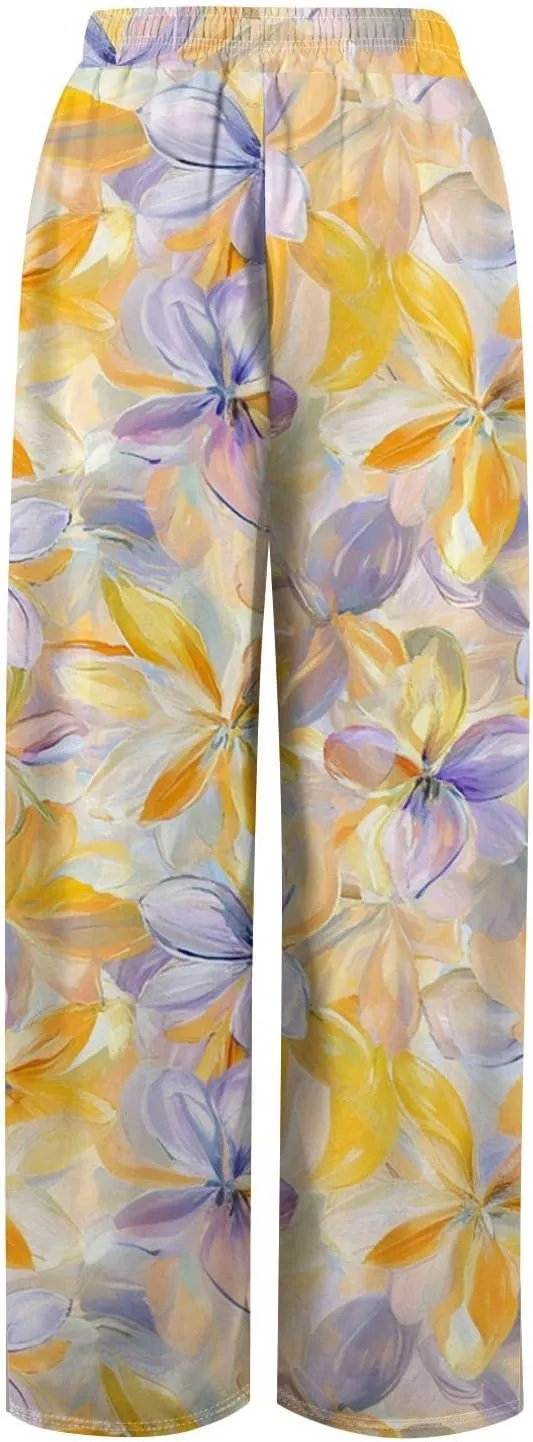 Palazzo Pants for Women Casual Plus Size Wide Leg Yoga Vacation Casual Palazzo Baggy Trendy Bohemian Trousers