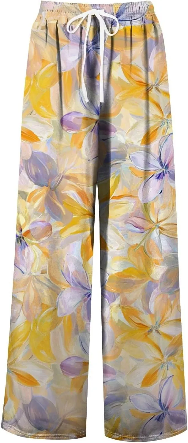 Palazzo Pants for Women Casual Plus Size Wide Leg Yoga Vacation Casual Palazzo Baggy Trendy Bohemian Trousers