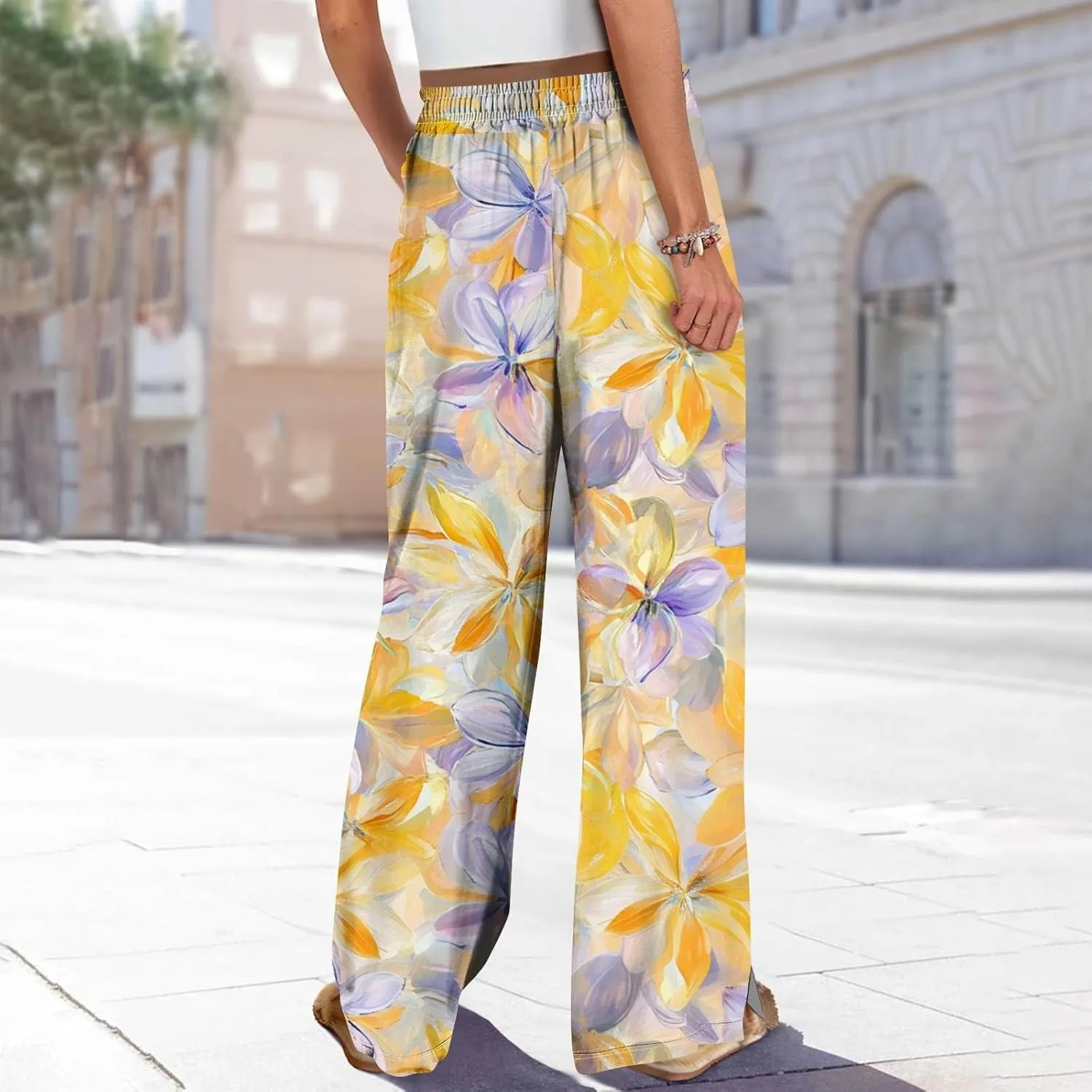 Palazzo Pants for Women Casual Plus Size Wide Leg Yoga Vacation Casual Palazzo Baggy Trendy Bohemian Trousers