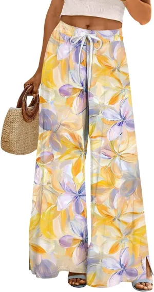 Palazzo Pants for Women Casual Plus Size Wide Leg Yoga Vacation Casual Palazzo Baggy Trendy Bohemian Trousers