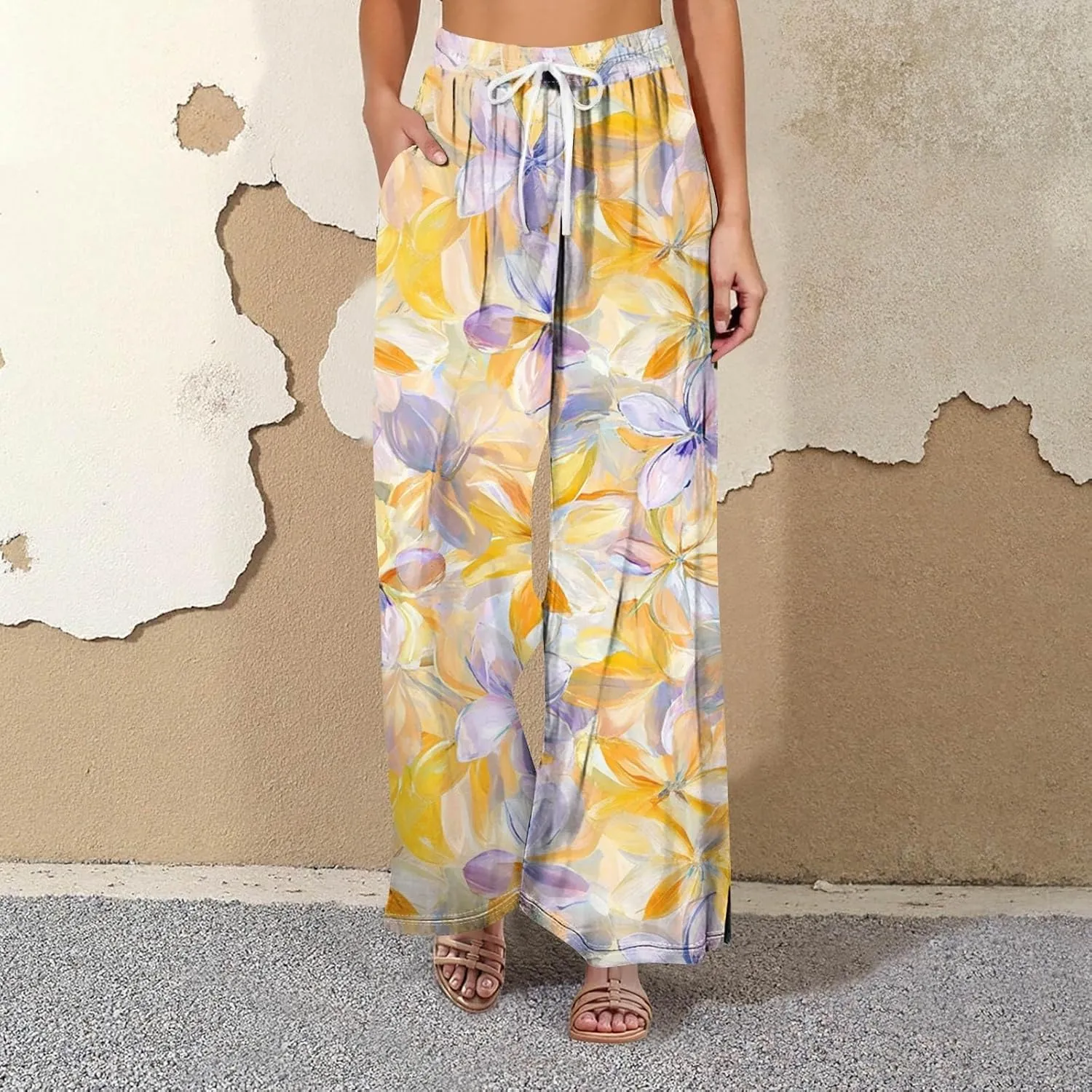 Palazzo Pants for Women Casual Plus Size Wide Leg Yoga Vacation Casual Palazzo Baggy Trendy Bohemian Trousers