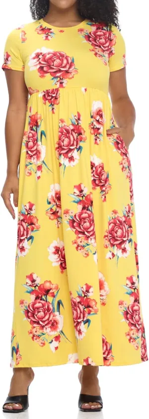 Pastel by Vivienne Women's Short Sleeve Maxi Dress with Pockets in Plus Size