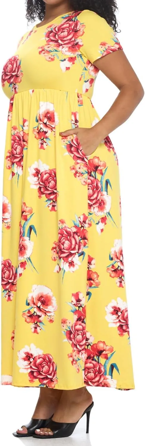 Pastel by Vivienne Women's Short Sleeve Maxi Dress with Pockets in Plus Size