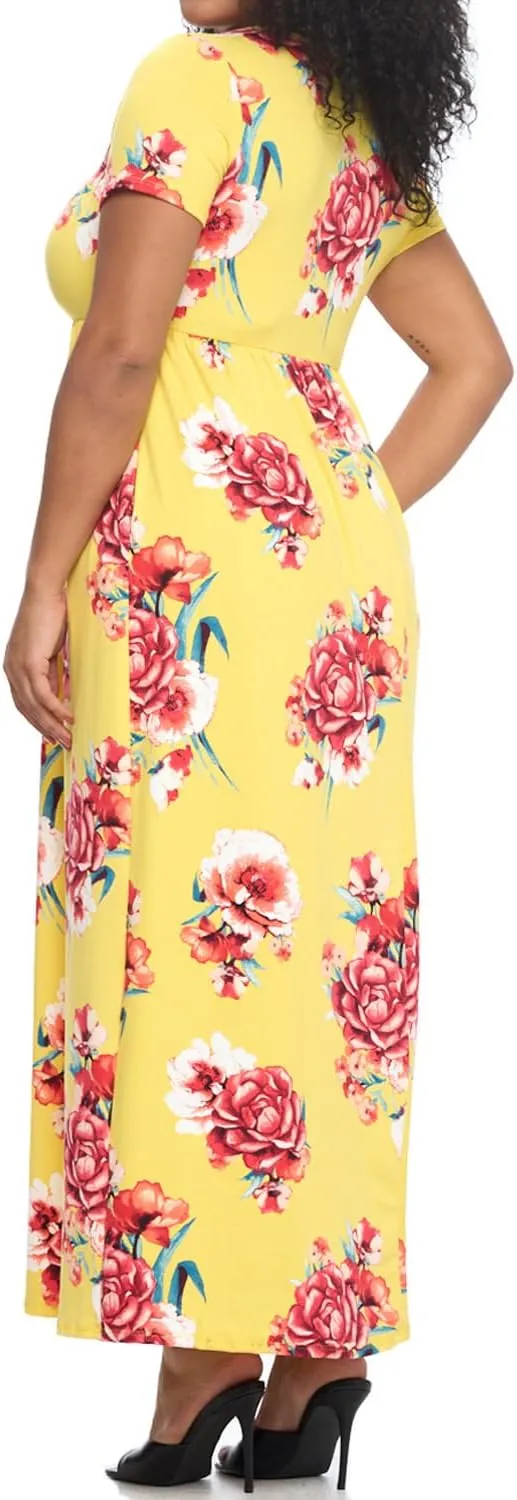 Pastel by Vivienne Women's Short Sleeve Maxi Dress with Pockets in Plus Size