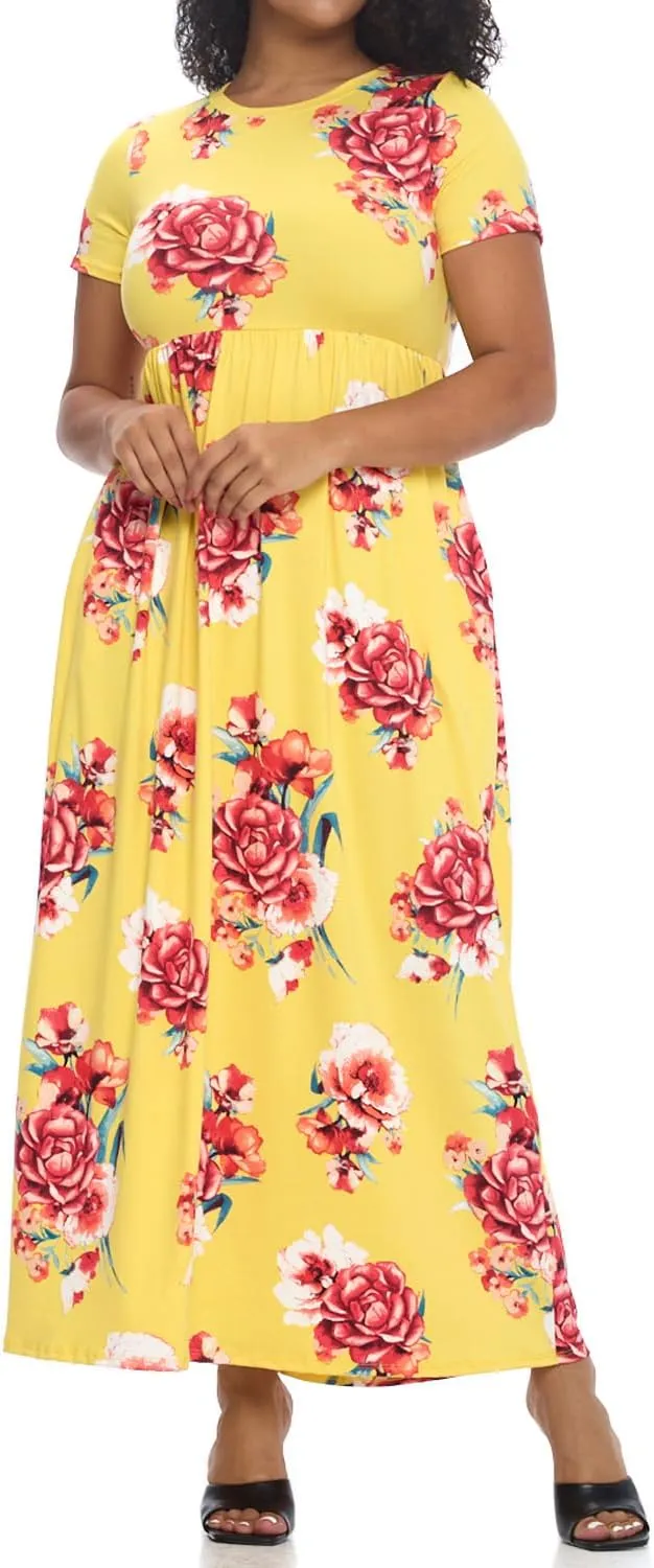 Pastel by Vivienne Women's Short Sleeve Maxi Dress with Pockets in Plus Size