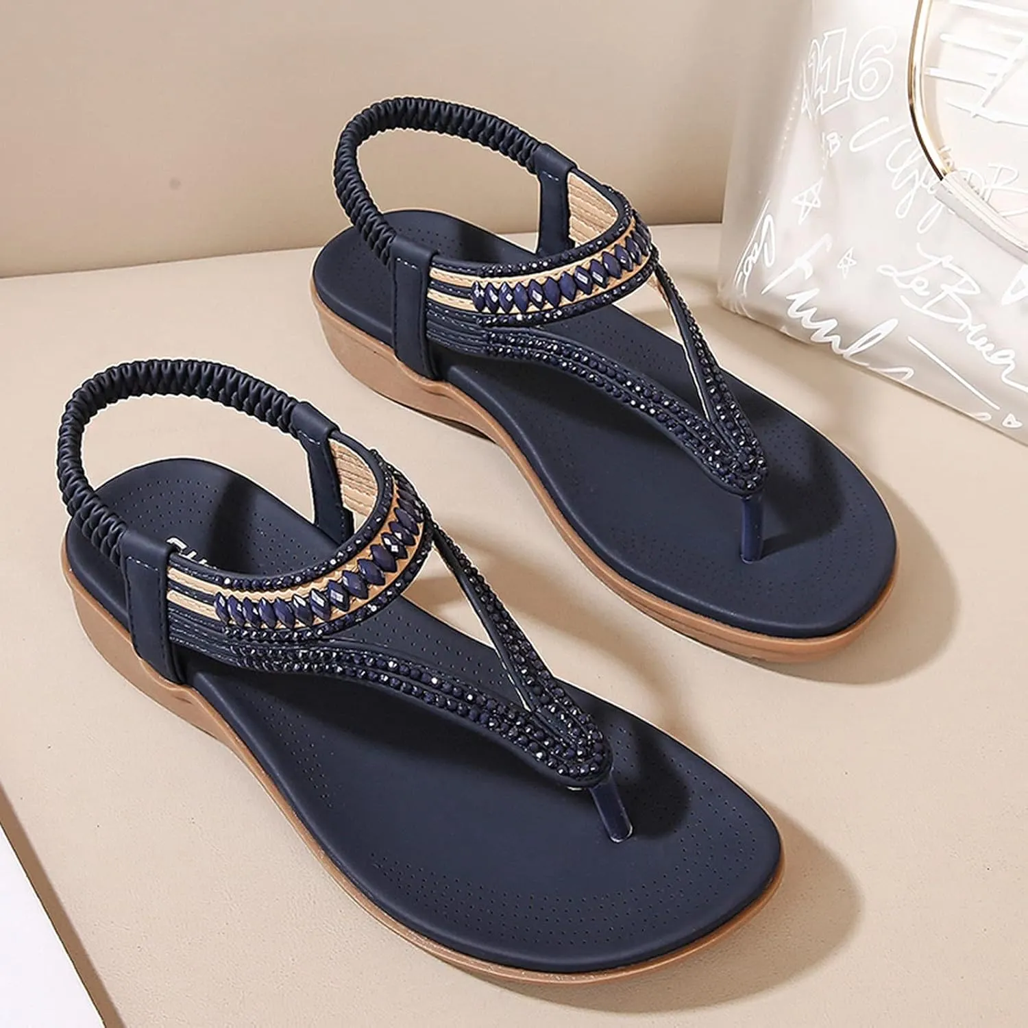 peqiut Orthopedic Sandals for Women Summer Causal Comfortable Flip Flops Wedge Sandals for Women Arch Support Sandals Women