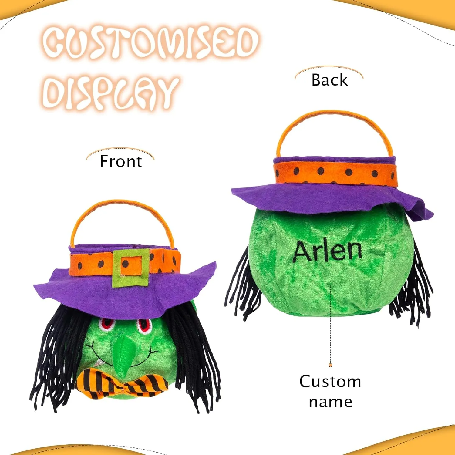 Personalized Halloween Trick or Treat Bags for Kids Halloween Candy Bags Halloween Custom Name Embroidered Candy Basket