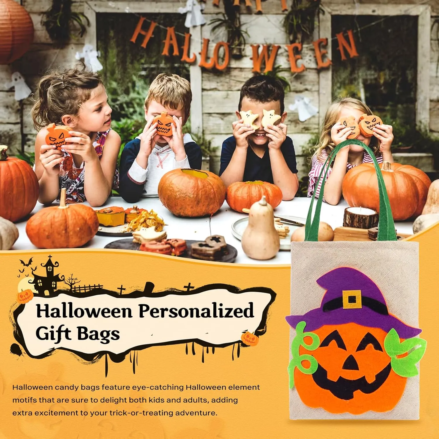 Personalized Halloween Trick or Treat Bags for Kids Halloween Candy Bags Halloween Custom Name Embroidered Candy Basket