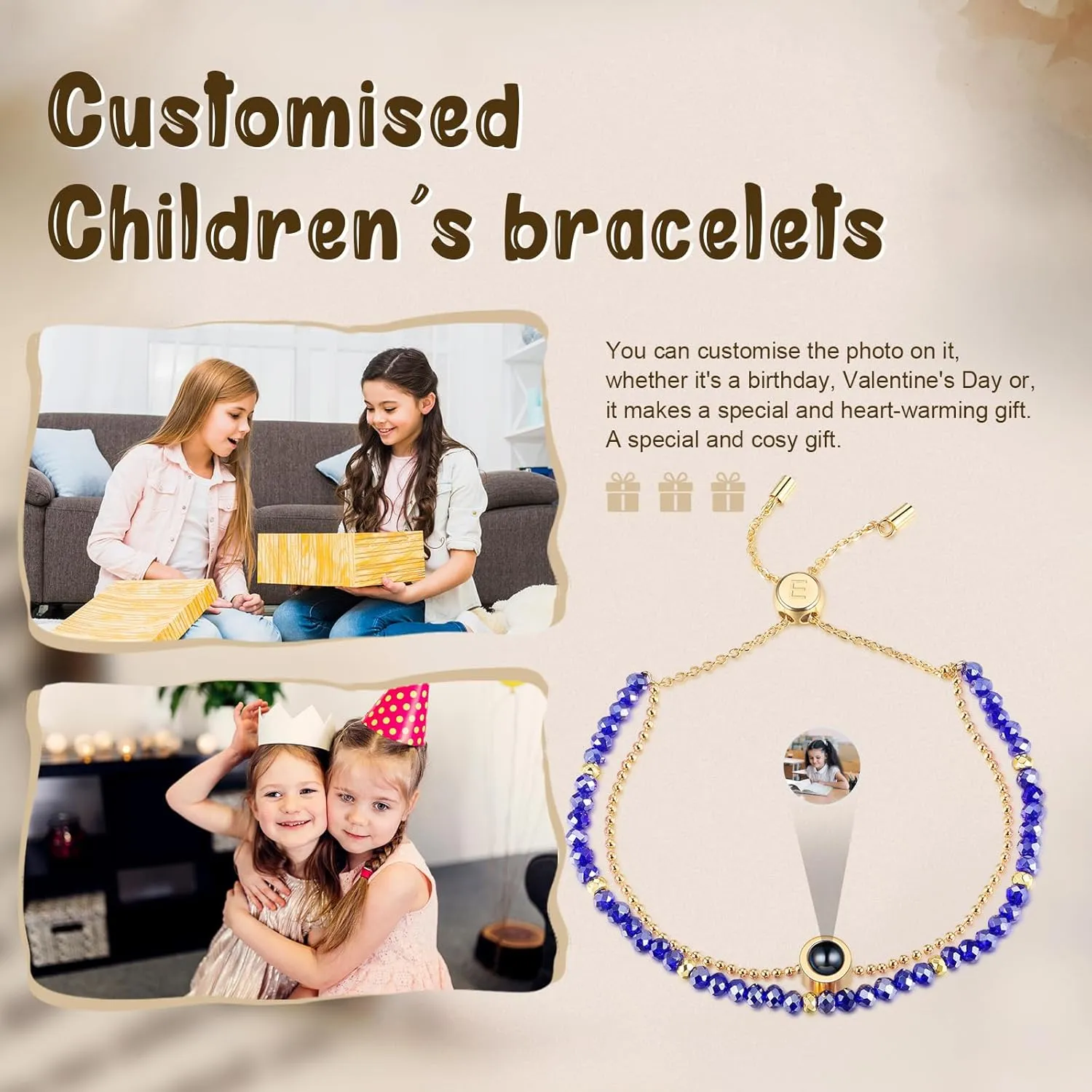 Picture Bracelets Personalized Photo Bracelets For Women - 8 Colors Beads Chain Bracelets, Projection Bead Bracelets, Photo Bracelet Customized Picture