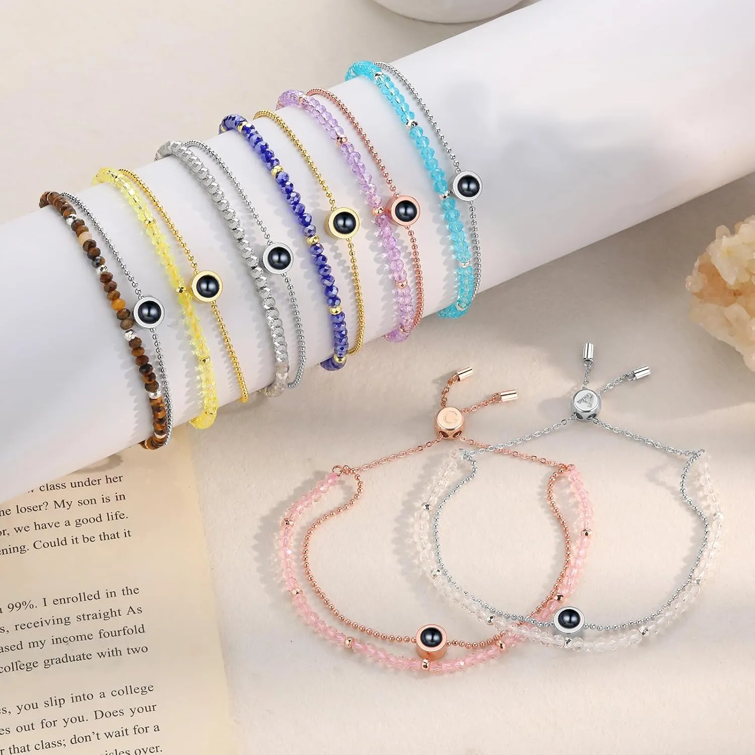 Picture Bracelets Personalized Photo Bracelets For Women - 8 Colors Beads Chain Bracelets, Projection Bead Bracelets, Photo Bracelet Customized Picture