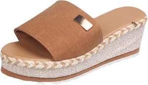 Platform Sandals Women Orthopedic Espadrilles Open Toe Slip on Slippers Arch Support Outdoor Summer Beach Walking Breathable Casual Sandals