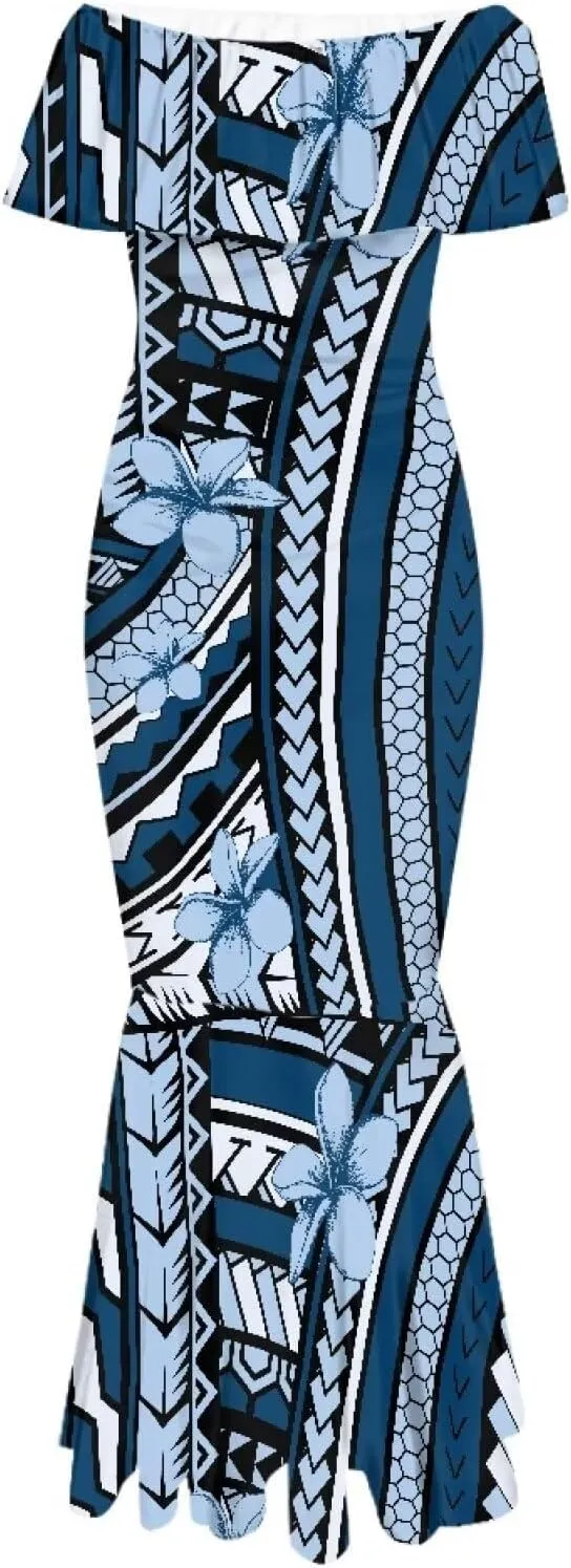 Polynesian Dresses for Women Off Shoulder Maxi Dress Puletasi Samoan Dresses S-7XL