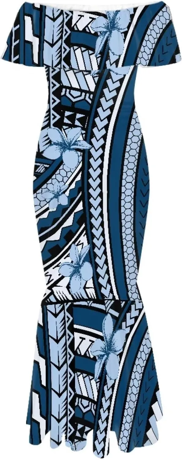 Polynesian Dresses for Women Off Shoulder Maxi Dress Puletasi Samoan Dresses S-7XL