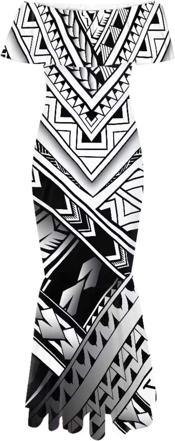 Polynesian Dresses for Women Off Shoulder Maxi Dress Puletasi Samoan Dresses S-7XL
