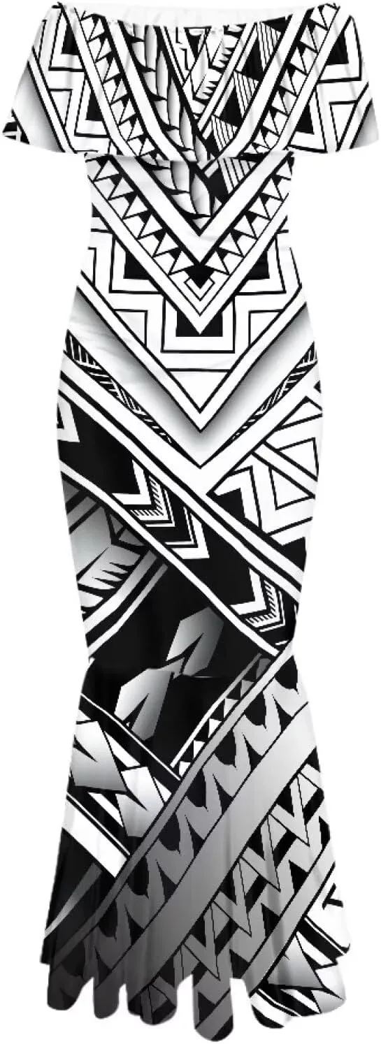 Polynesian Dresses for Women Off Shoulder Maxi Dress Puletasi Samoan Dresses S-7XL